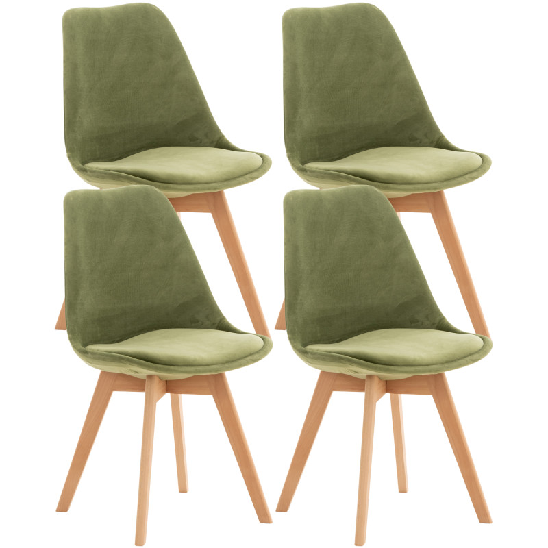 Lot de 4 chaises en velours Linares vert clair