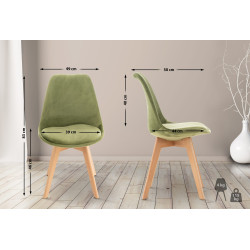 Ensemble de 4 chaises Linares en velours vert clair