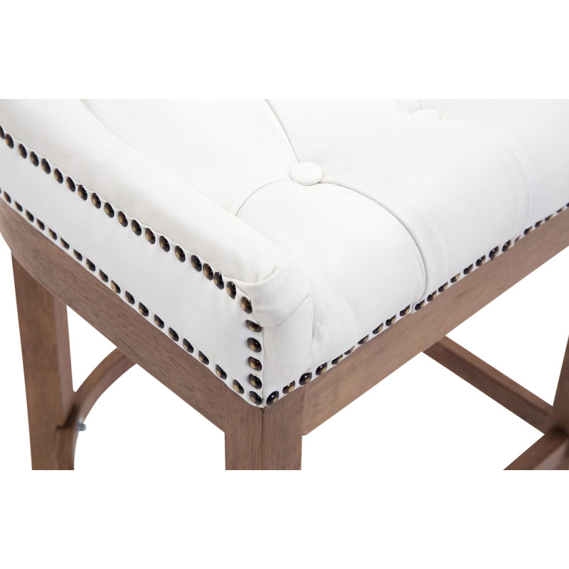 Tabouret de bar Lakewood en cuir véritable, couleur antique clair blanc