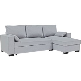 Canapé d'angle convertible - MORGAN - 3 places - Gris clair avec coffre 236x143x85cm