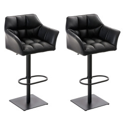 Lot de 2 tabourets de bar Damaso simili cuir noir