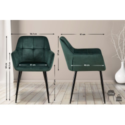 Fauteuil visiteur Emia en velours vert