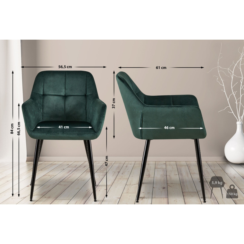 Fauteuil visiteur Emia en velours vert