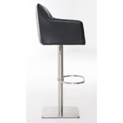 Lot de 2 tabourets de bar Damaso simili cuir acier inoxydable noir
