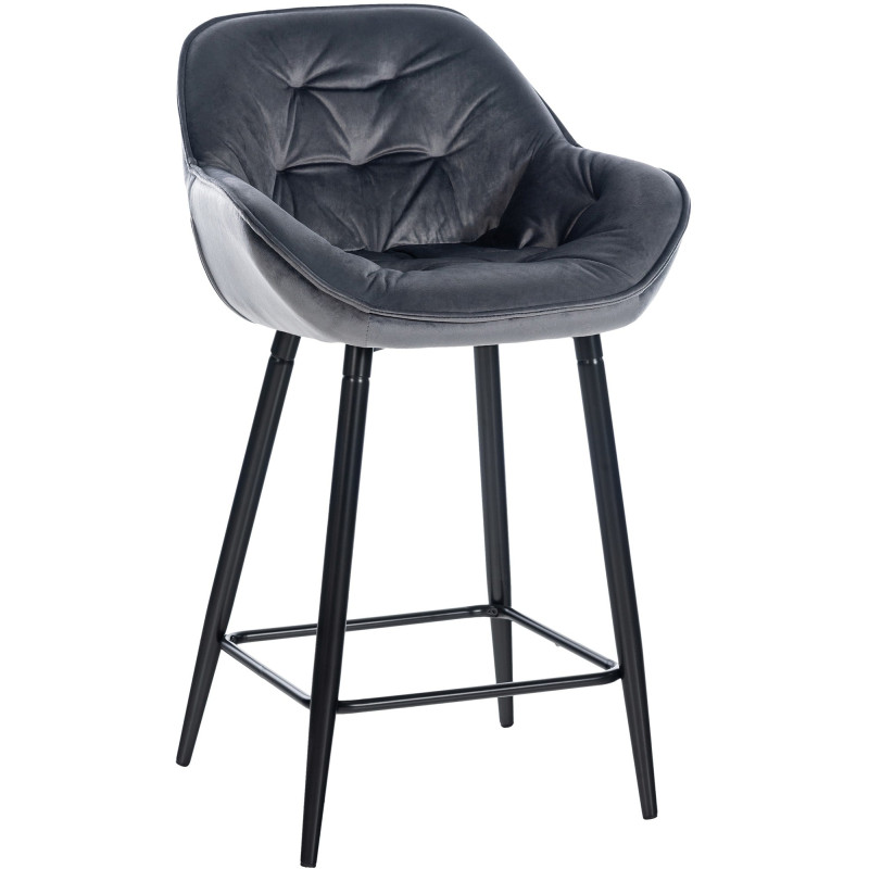 Tabouret de bar en velours Gibson gris foncé