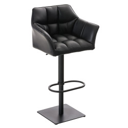 Lot de 2 tabourets de bar Damaso, simili cuir noir