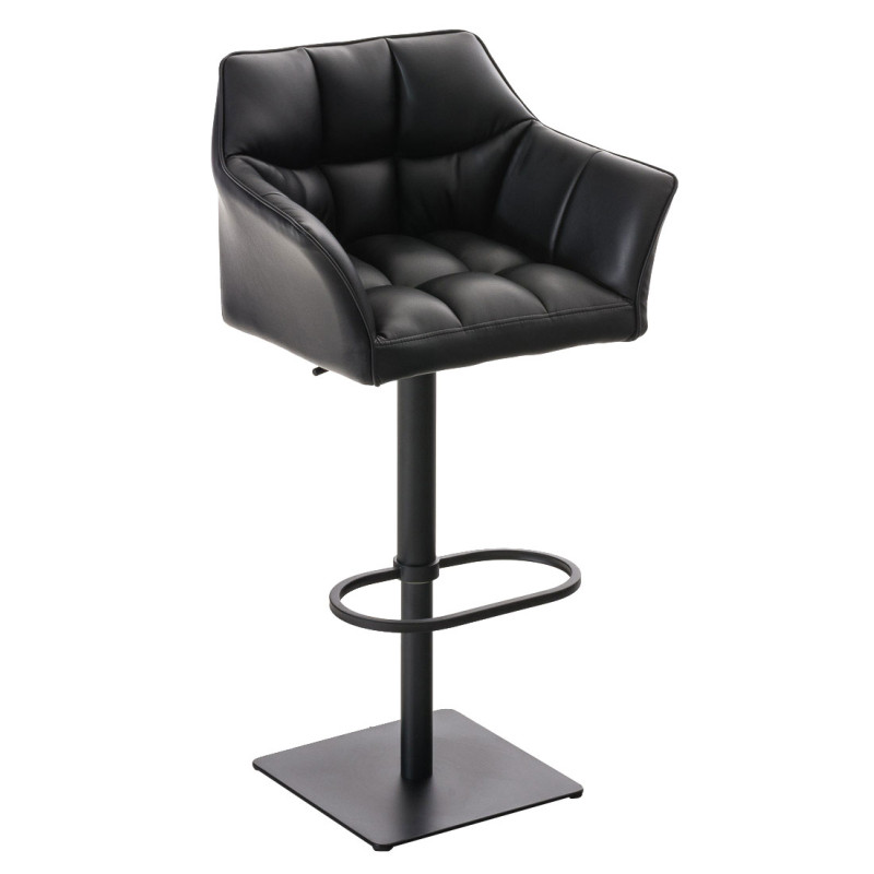 Lot de 2 tabourets de bar Damaso, simili cuir noir