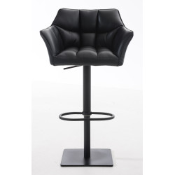 Lot de 2 tabourets de bar Damaso, simili cuir noir