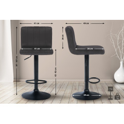 Tabouret de bar en velours Jamie noir