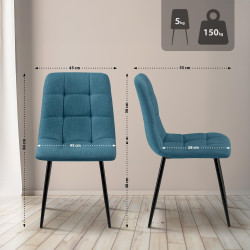 Chaise de salle à manger Tilde en tissu bleu