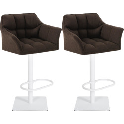 Lot de 2 tabourets de bar en tissu Damaso blanc marron