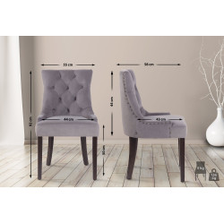 Lot de 4 chaises de salle à manger Aberdeen en velours gris antique
