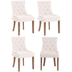 Ensemble de 4 chaises de salle à manger Aberdeen en velours crème clair antique