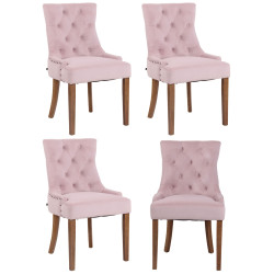 Ensemble de 4 chaises de salle à manger en velours Aberdeen rose clair antique