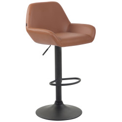 Lot de 2 tabourets de bar Braga simili cuir marron clair