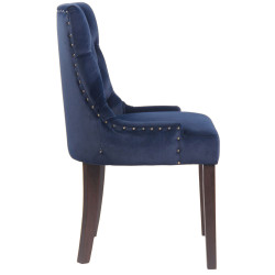 Lot de 4 chaises de salle à manger Aberdeen en velours bleu antique