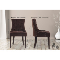 Lot de 4 chaises de salle à manger Aberdeen en velours marron antique