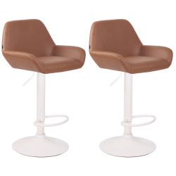 Lot de 2 tabourets de bar Braga simili cuir marron clair
