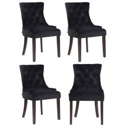 Ensemble de 4 chaises de salle à manger Aberdeen en velours noir antique
