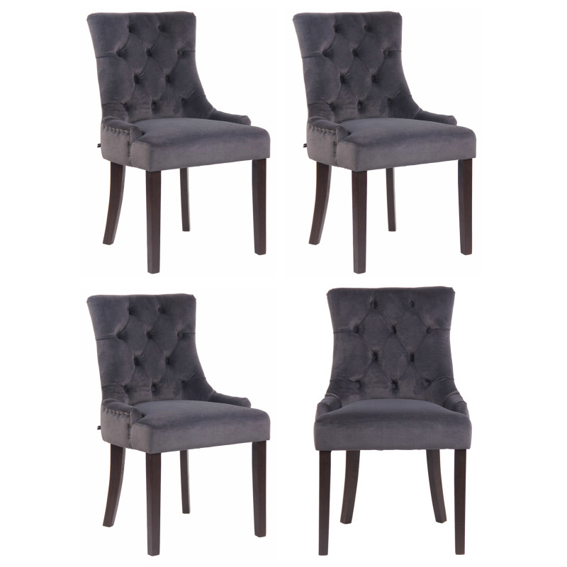 Ensemble de 4 chaises de salle à manger Aberdeen en velours gris foncé antique