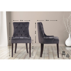 Lot de 4 chaises de salle à manger Aberdeen en velours gris foncé antique