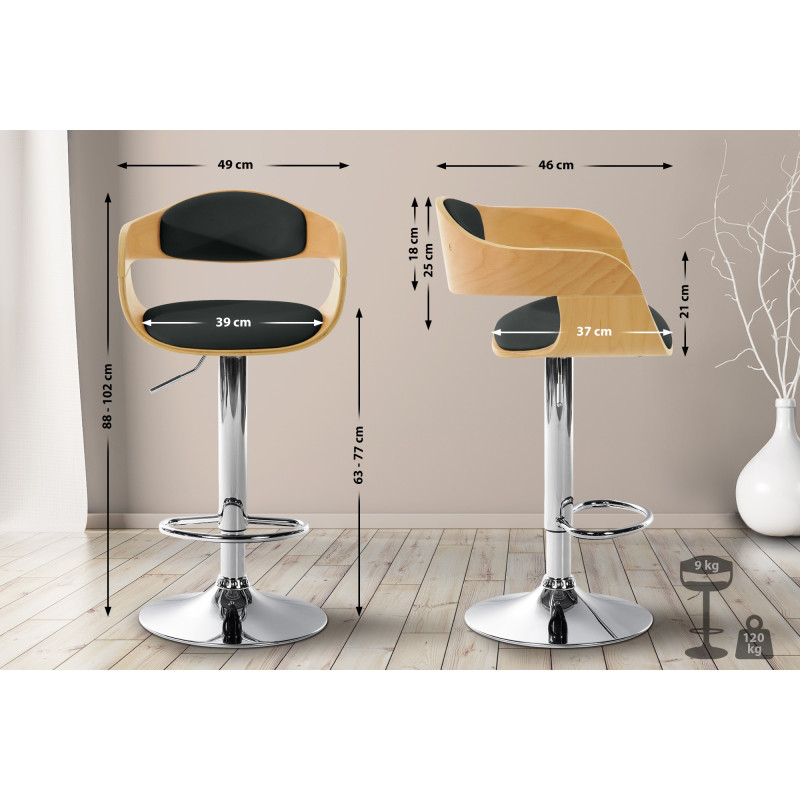 Tabouret de bar Kingston C naturel/noir