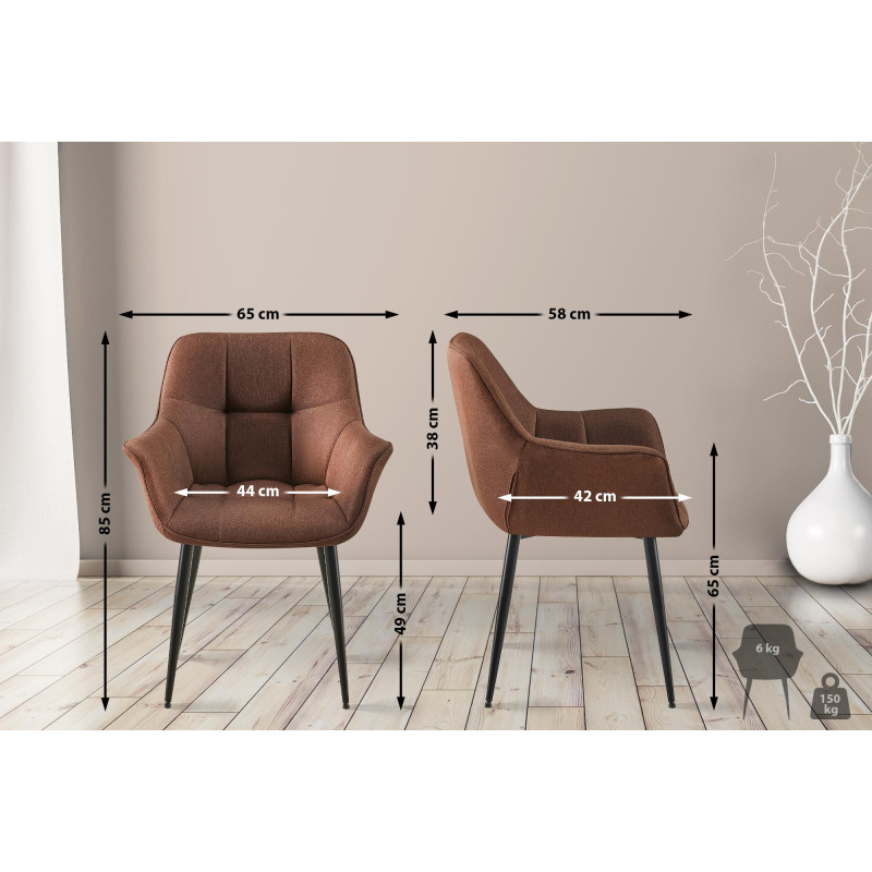 Chaise de salle à manger Roseville en tissu marron