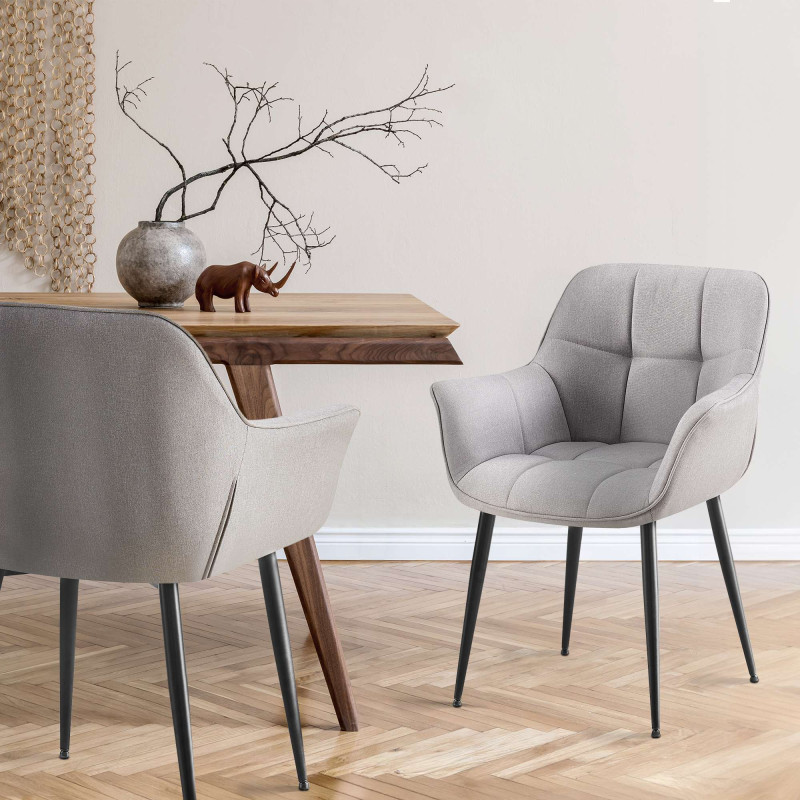 Chaise de salle à manger Roseville en tissu gris