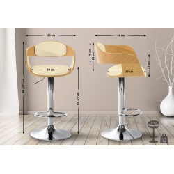Tabouret de bar Kingston C nature/crème