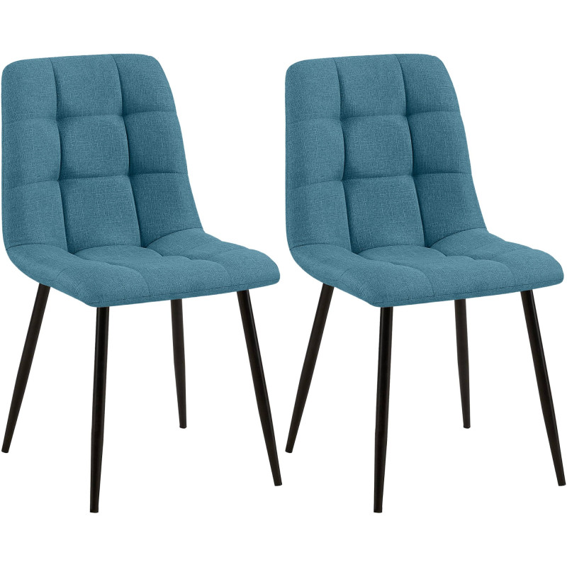 Lot de 2 chaises de salle à manger Tilde en tissu bleu