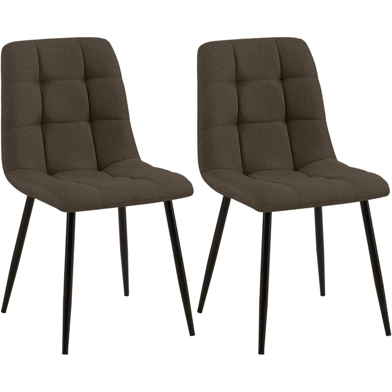 Lot de 2 chaises de salle à manger Tilde en tissu marron