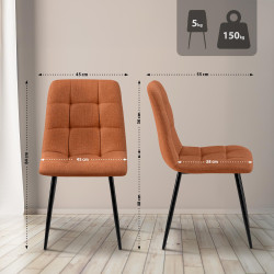 Ensemble de 2 chaises de salle à manger Tilde, tissu, orange