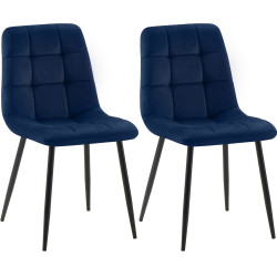 Ensemble de 2 chaises de salle à manger Tilde en velours bleu