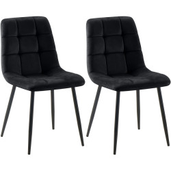 Lot de 2 chaises de salle à manger Tilde en velours noir