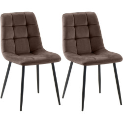 Ensemble de 2 chaises de salle à manger Tilde en velours marron