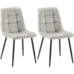 Lot de 2 chaises de salle à manger Tilde en velours gris