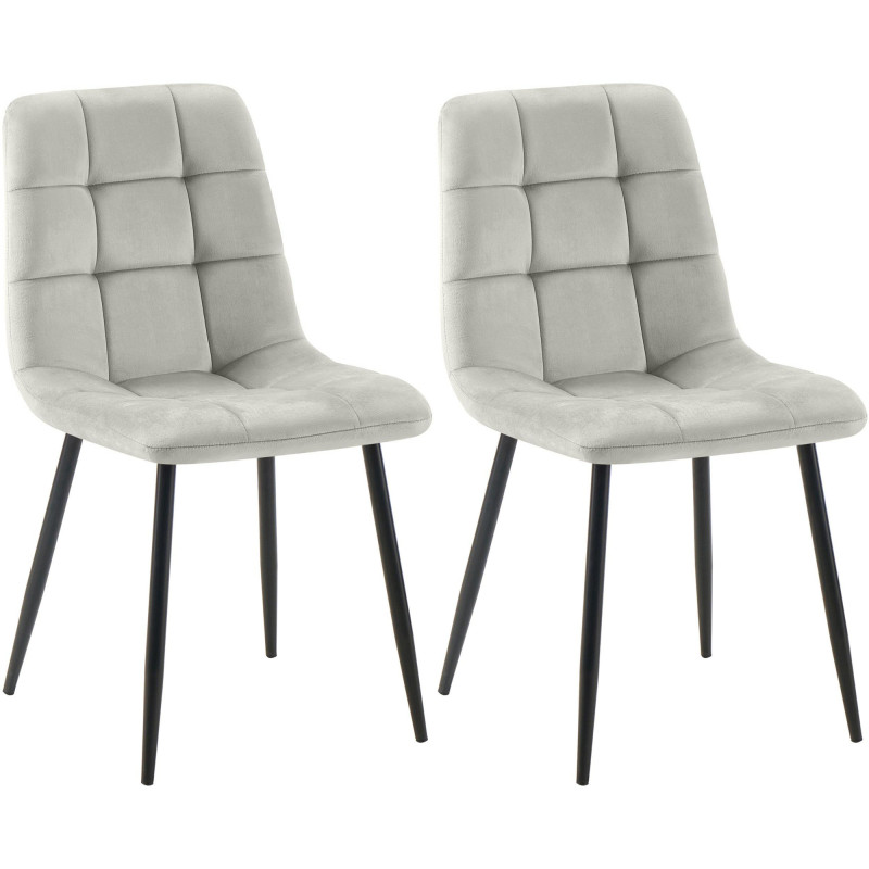 Lot de 2 chaises de salle à manger Tilde en velours gris