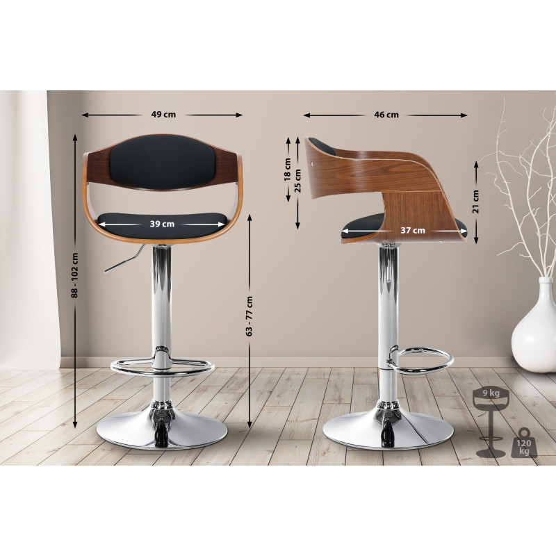 Tabouret de bar Kingston C noyer/noir