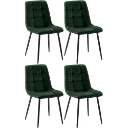 Lot de 4 chaises de salle à manger Tilde en velours vert