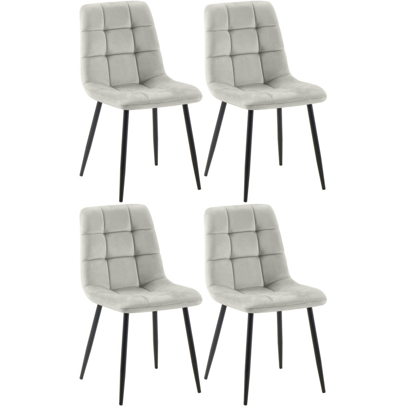 Lot de 4 chaises de salle à manger Tilde en velours gris