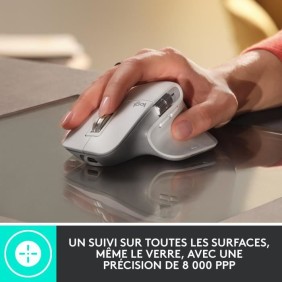 Souris ergonomique - Sans Fil - Logitech - MX Master 3S - Gris Clair