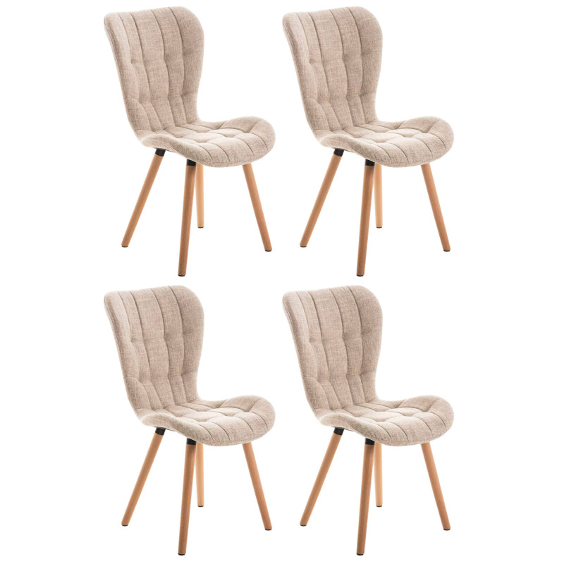 Ensemble de 4 chaises Elda, tissu crème naturel