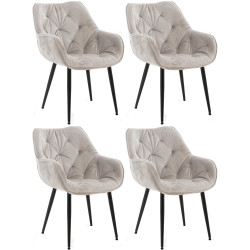 Ensemble de 4 chaises Tanna en velours gris