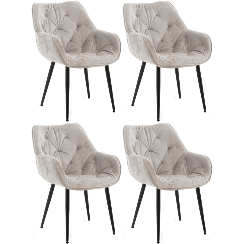Lot de 4 chaises Tanna en velours gris