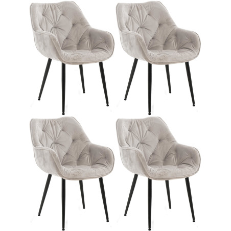 Lot de 4 chaises Tanna en velours gris