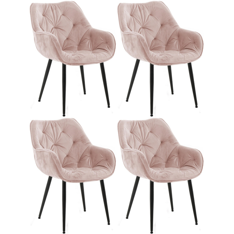Ensemble de 4 chaises Tanna en velours rose