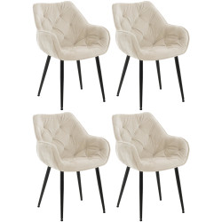 Lot de 4 chaises Tanna en velours crème
