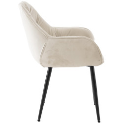 Lot de 4 chaises Tanna en velours crème