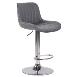 Lot de 2 tabourets de bar Lentini, simili cuir, chrome gris
