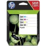 HP 364 Pack de 4 cartouches d'encre noire, cyan, jaune et magenta authentiques (N9J73AE) pour DeskJet 3070A, Photosmart 5525/652